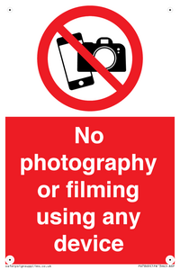 No photography or filming using any device
